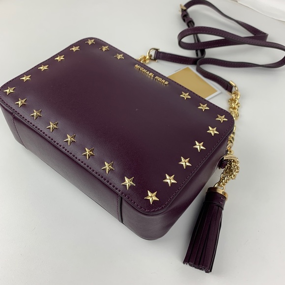 New Michael Kors Ginny Studded Leather Crossbody - Picture 4 of 6